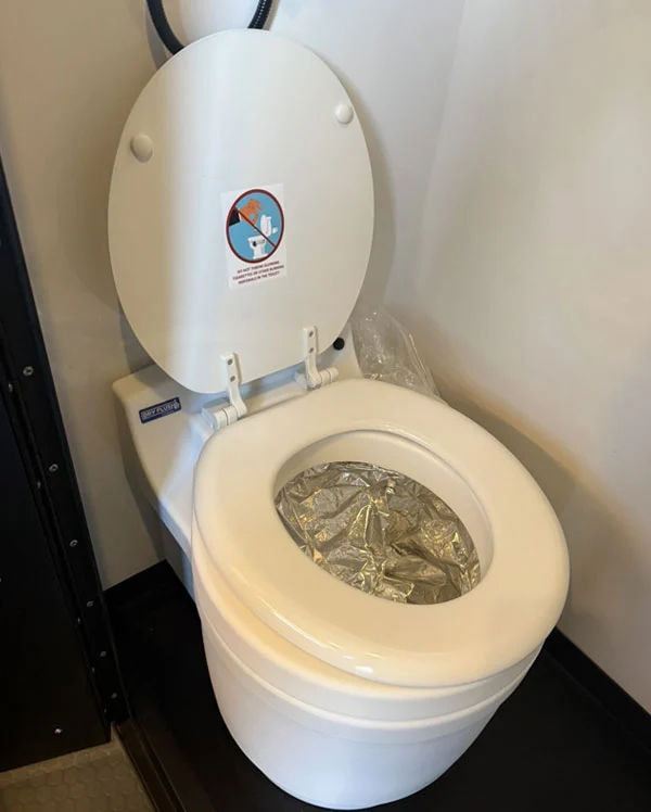 Dometic Laveo dry flush toilet, an available upgrade for the Geotrek Verus